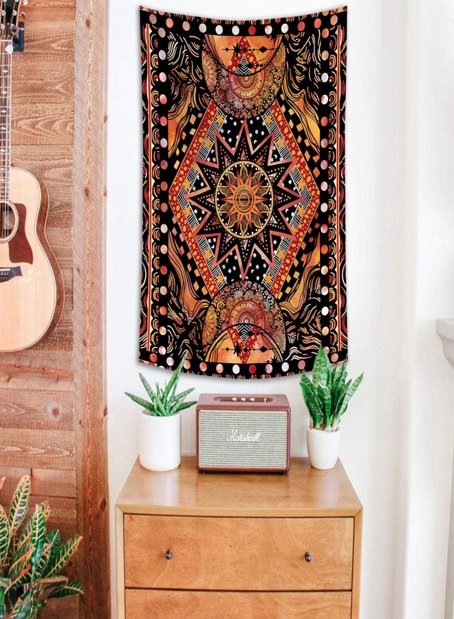 Fowocu Orange Sun and Moon Tapestry Wall Hanging, Indie Hippie Mandala Cool Wall Tapestries, Aesthetic Tapestry for Bedroom Living Room Dorm (Orange, 70.8'' × 90.5'') - Image 4